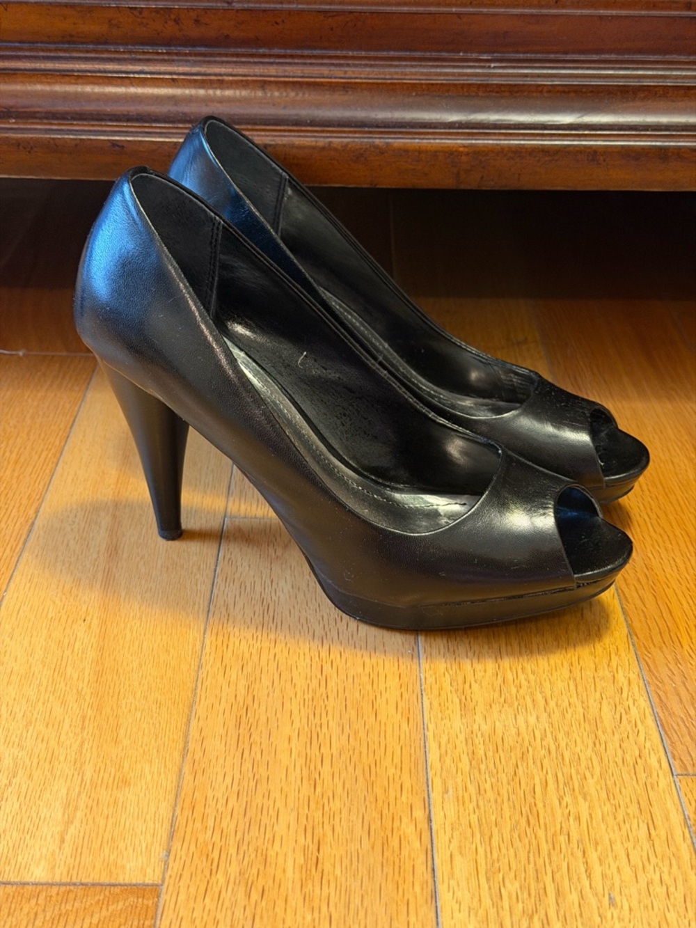 Style & Co. Black Peep-Toe Platform Pumps
